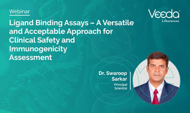 Veeda Life Sciences webinar on ligand binding assays, highlighting a versatile approach for clinical safety and immunogenicity assessment, presented by Dr. Swaroop Sarkar.